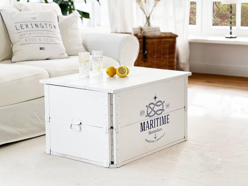 Uncle Joe´s Truhe Maritime Couchtisch Truhentisch im Vintage Shabby chic Style aus Massiv-Holz in We