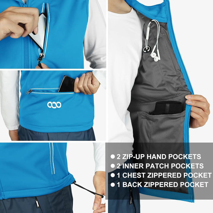 33,000ft Leichte Softshell Weste für Herren, Wasserdichte Winddichte Laufweste, Atmungsaktive Vest G