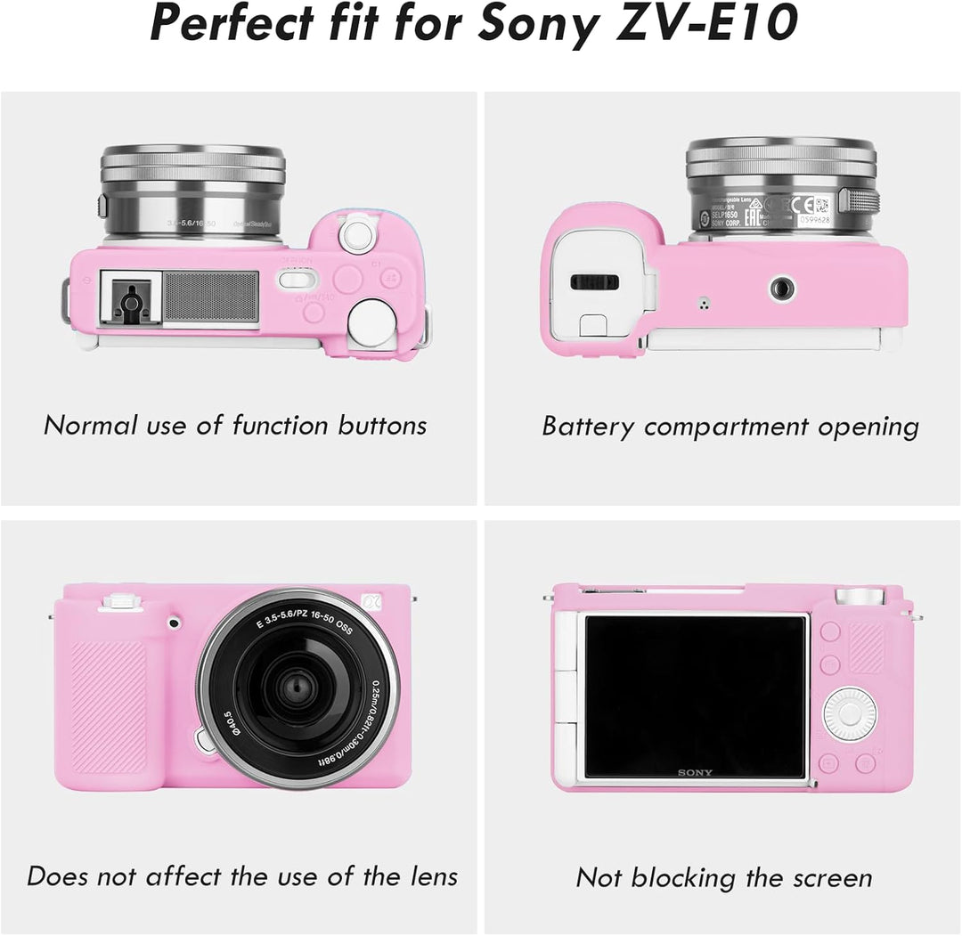 Rieibi ZVE10 Hülle, Weiche Silikon-Schutzhülle für Sony ZV-E10 ZVE10 Kamera rose, rose
