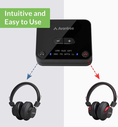 Avantree HT41899 Dual Bluetooth 5.0 Kabellos Fernseher Kopfhörer Set mit Transmitter und Ständer (Di