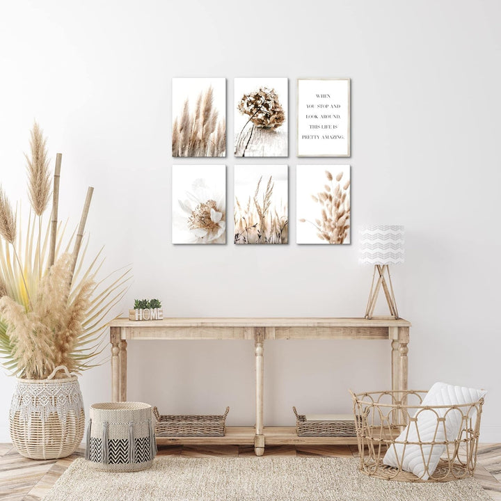 Novart Wandbilder Set - KOMPLETT AUFHÄNGFERTIG - Made in Germany - Moderne Bilder Boho Wohnzimmer Sc