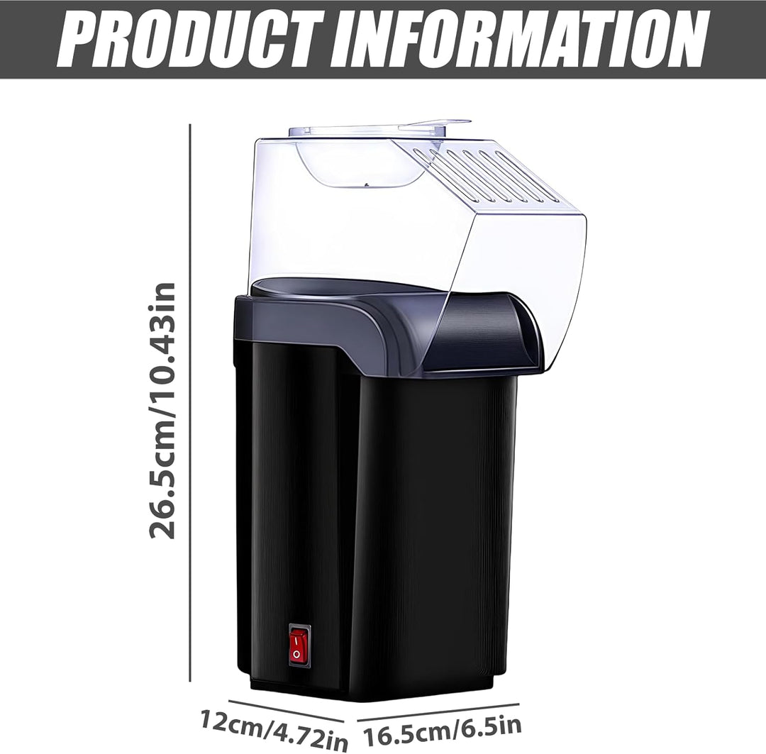HeissLuft Popcornmaschine, 1200W Elektrische Popcorn Maker Selbstgemachte Schnelles Popcorn 2 Minute