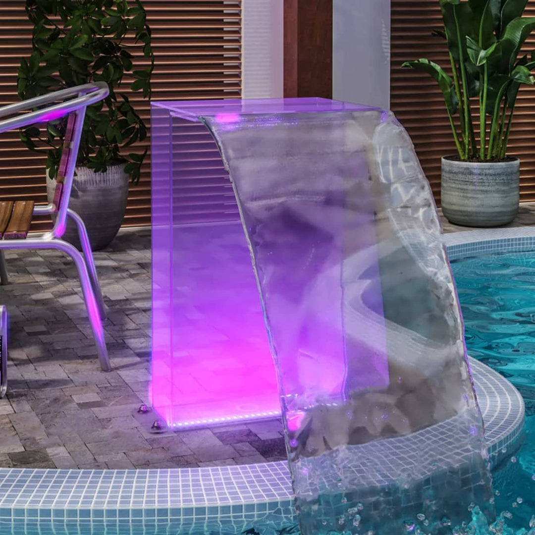 Tidyard Wasserfall Element mit RGB-LEDs, Pool Brunnen mit LEDs, Schwimmbad Wasserfall Poolfontäne Ac