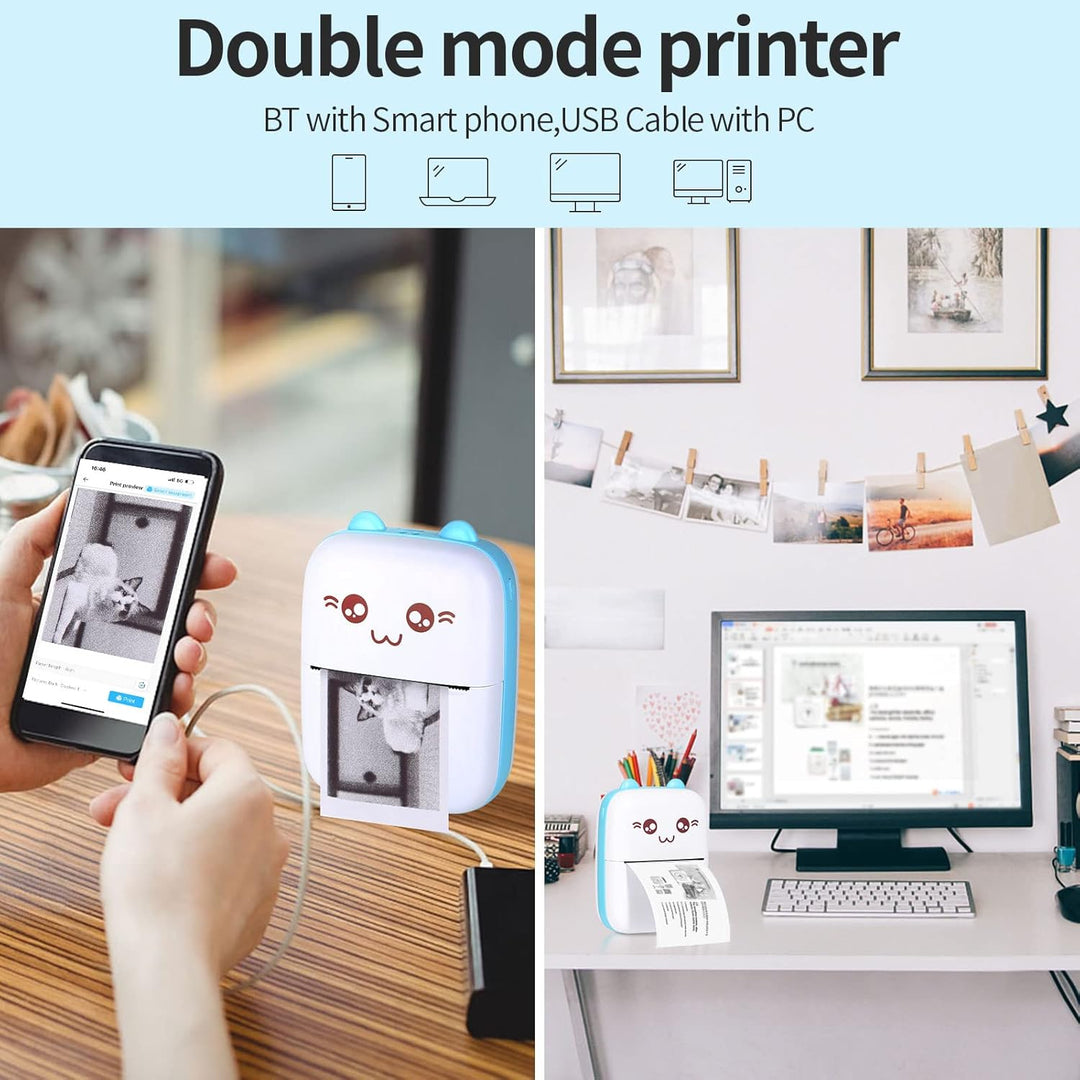 Mini Drucker Taschendrucker Thermofotodrucker Bild Fotoetiketten Memo Quittungspapierdrucker Fotodru