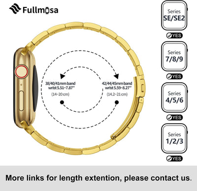 Fullmosa für Apple Watch 9 7 Armband 45mm Series 6 SE/SE2 44mm mit Uhrengehäuse, iwatch Armband Edel