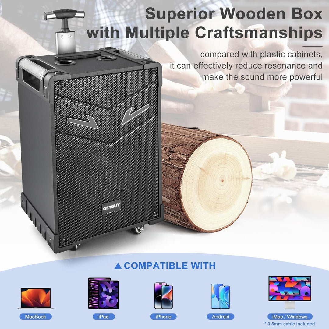 PA-System 3-Wege-Aussenlautsprecher Karaoke-Maschine, wiederaufladbares tragbares Bluetooth 5.0 mit