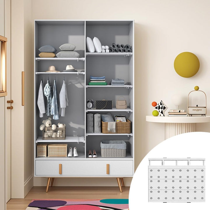 Verstellbare Regale für Schrank, Erweiterbares Einlegeböden Schrankregal, Regalboden Ohne Bohren, Na