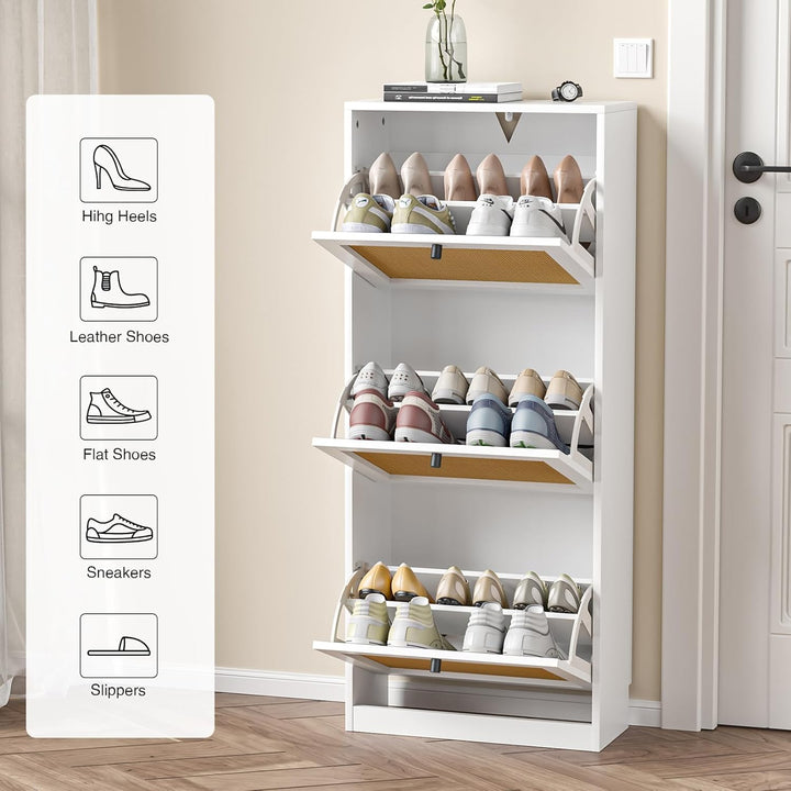 Schuhschrank mit 3 Flip-Schubladen, platzsparender Schuhkipper, Schuhregal, Schuhaufbewahrung, für 1