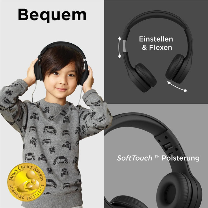 LilGadgets Connect+ Kinderkopfhörer mit Mikrofon, Lautstärkebegrenzung für sicheres Hören, Verstellb