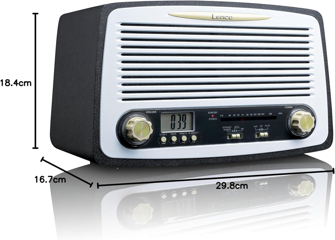 Lenco Retro-Radio SR-02 Vintage Stereo mit UKW Tuner, LCD-Display und Weckfunktion (Holzgehäuse, AUX