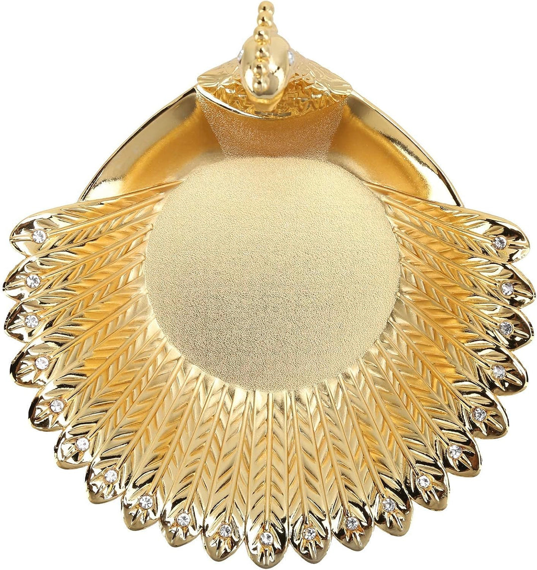 Metall-Snack-Tablett, Peacock Gold Food Serviertablett Obstschale für Heimdekorationen Ornamente