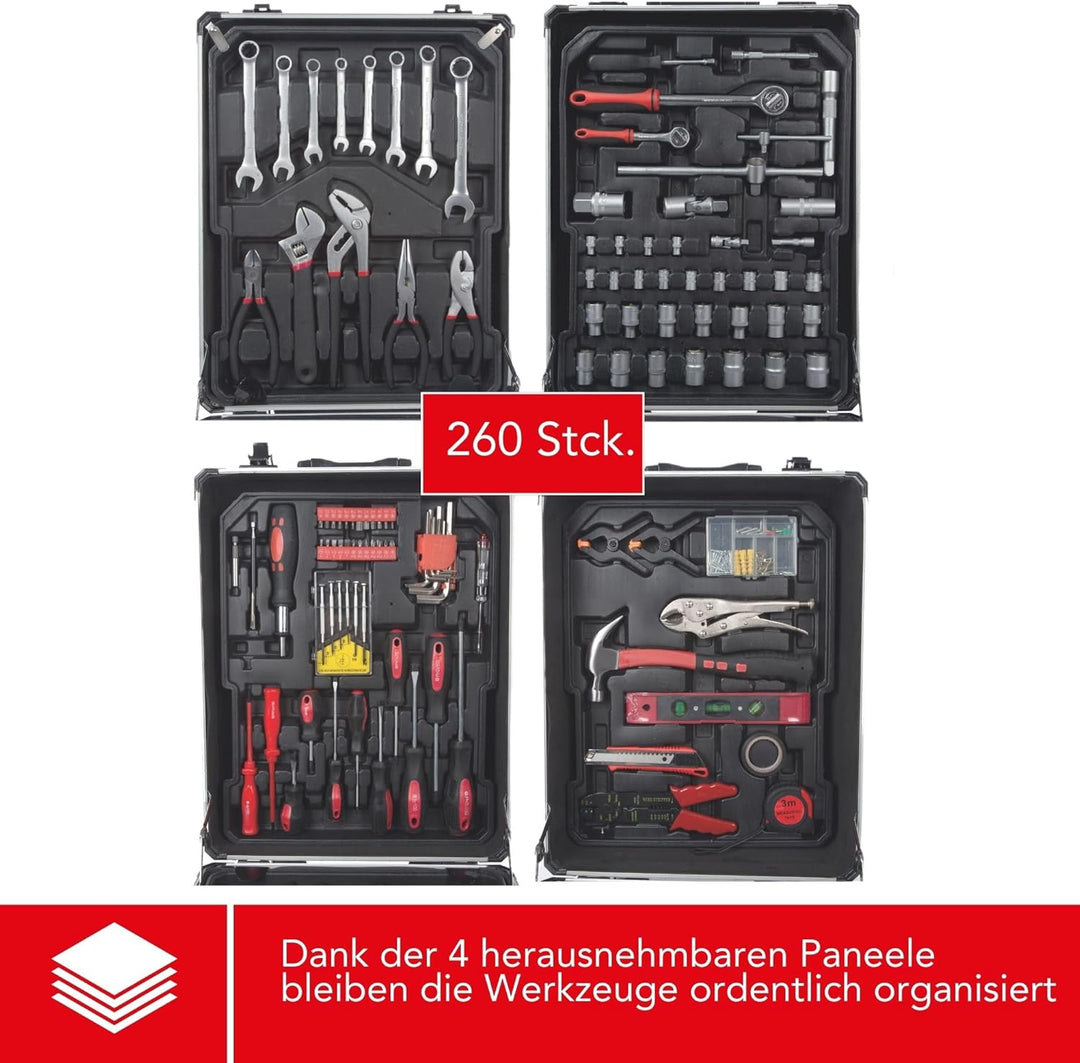 Toolland HSET260 ALU-Werkzeugkoffer 260-teilig