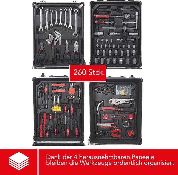 Toolland HSET260 ALU-Werkzeugkoffer 260-teilig