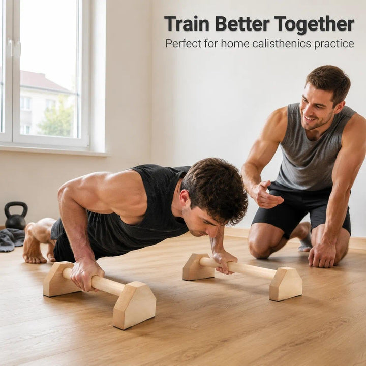 Liegestützgriffe, 2 Push Up Bars, Handstandstange, Holz Parallettes, mit Zwei Abnehmbaren Griffschla
