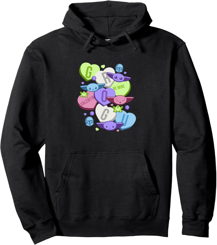 Star Wars: The Mandalorian Grogu Candy Hearts Valentine Pullover Hoodie