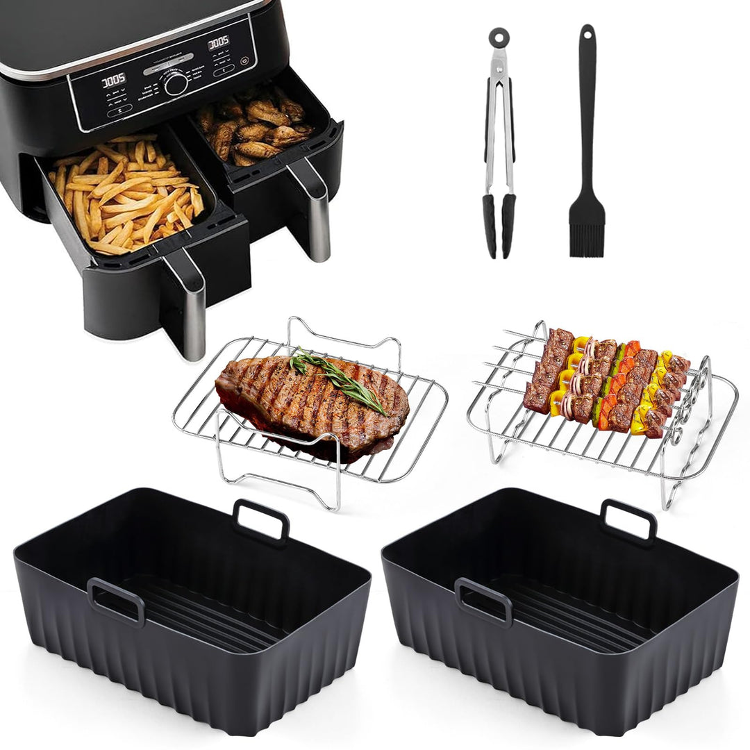 Airfryer Zubehör Set für Ninja Foodi AF300EU AF400EU, Hunnycook 10Pcs Airfryer Zubehör für 7.6L-9.5L