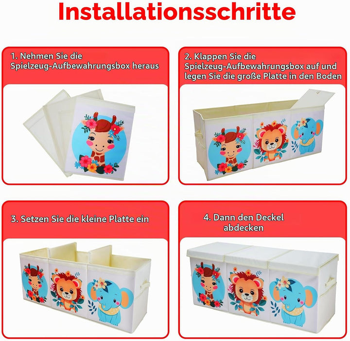 Gross Aufbewahrungsbox mit Deckel Kinder, Zusammenklappbare Oxford-Netztaschen Spielzeugkiste mit Gr