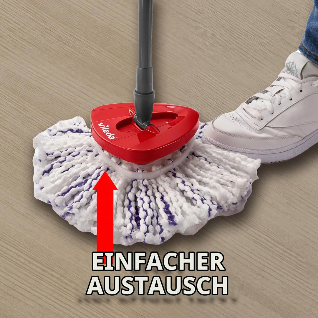 Vileda Turbo 3in1 EasyWring&amp;Clean Wischmopp Ersatzköpfe, Mikrofaser Moppköpfe mit Kraftfasern für Vi