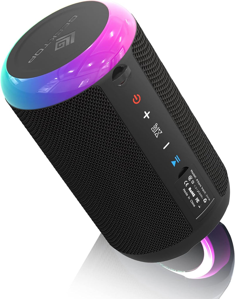 GEEKTOP Bluetooth Lautsprecher 24W Kabellos IPX7 Wasserdicht Tragbarer Bluetooth Musikbox mit RGB-LE