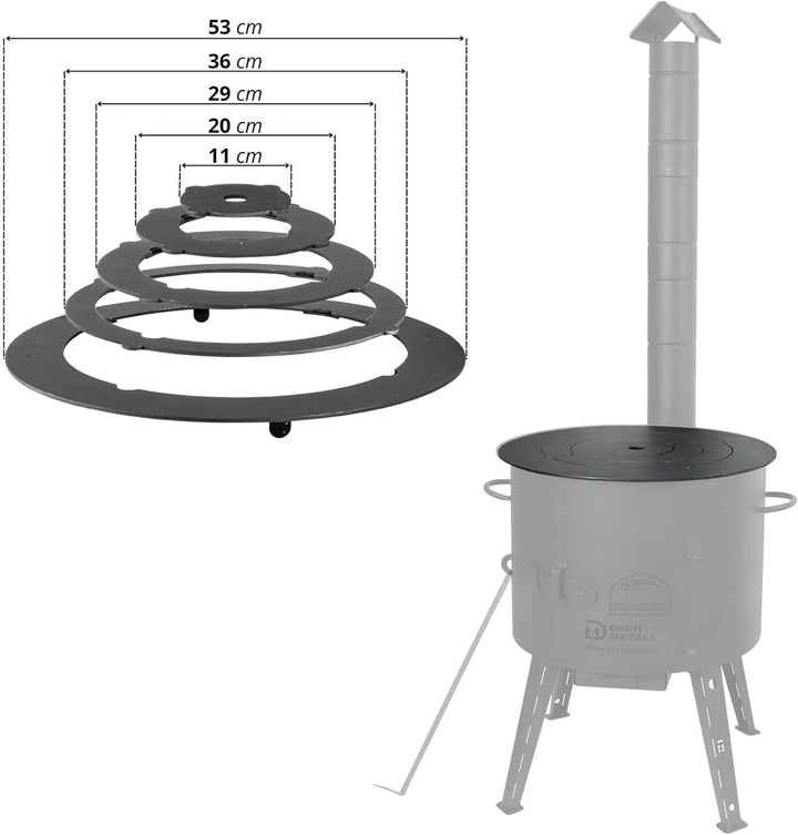 Ø49cm Uchag 2mm stahl Utschak mit Adapter-Ringe Rohr Utschag Feldküche Feuerstelle Campingofen Ausse