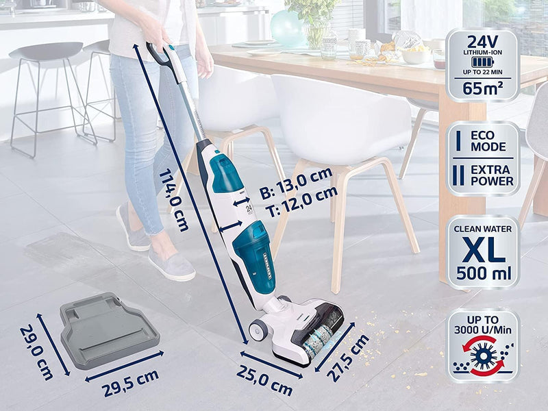 Leifheit Set Akku Saugwischer Regulus Aqua PowerVac inkl. zwei Ersatzrollen, saugen und wischen, Nas