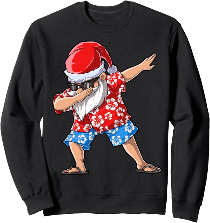 Dabbing Santa Christmas in July Boys Men Hawaiian Xmas Dab Sweatshirt