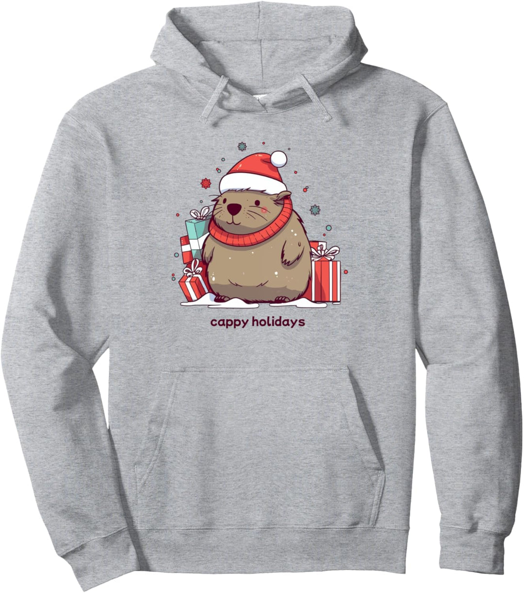 Capybara Christmas Santa Cute Funny Rodent Cappy Holidays Pullover Hoodie