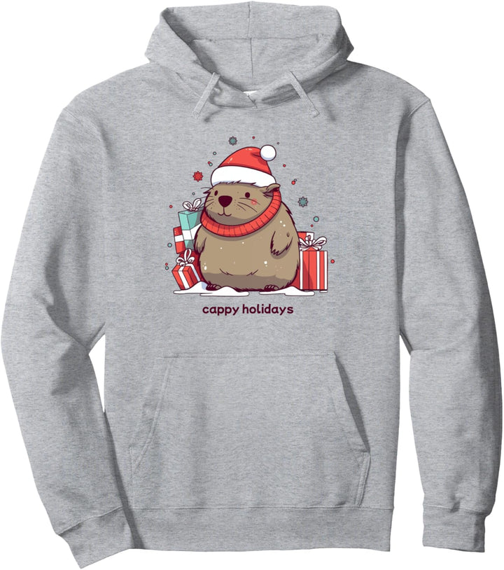 Capybara Christmas Santa Cute Funny Rodent Cappy Holidays Pullover Hoodie