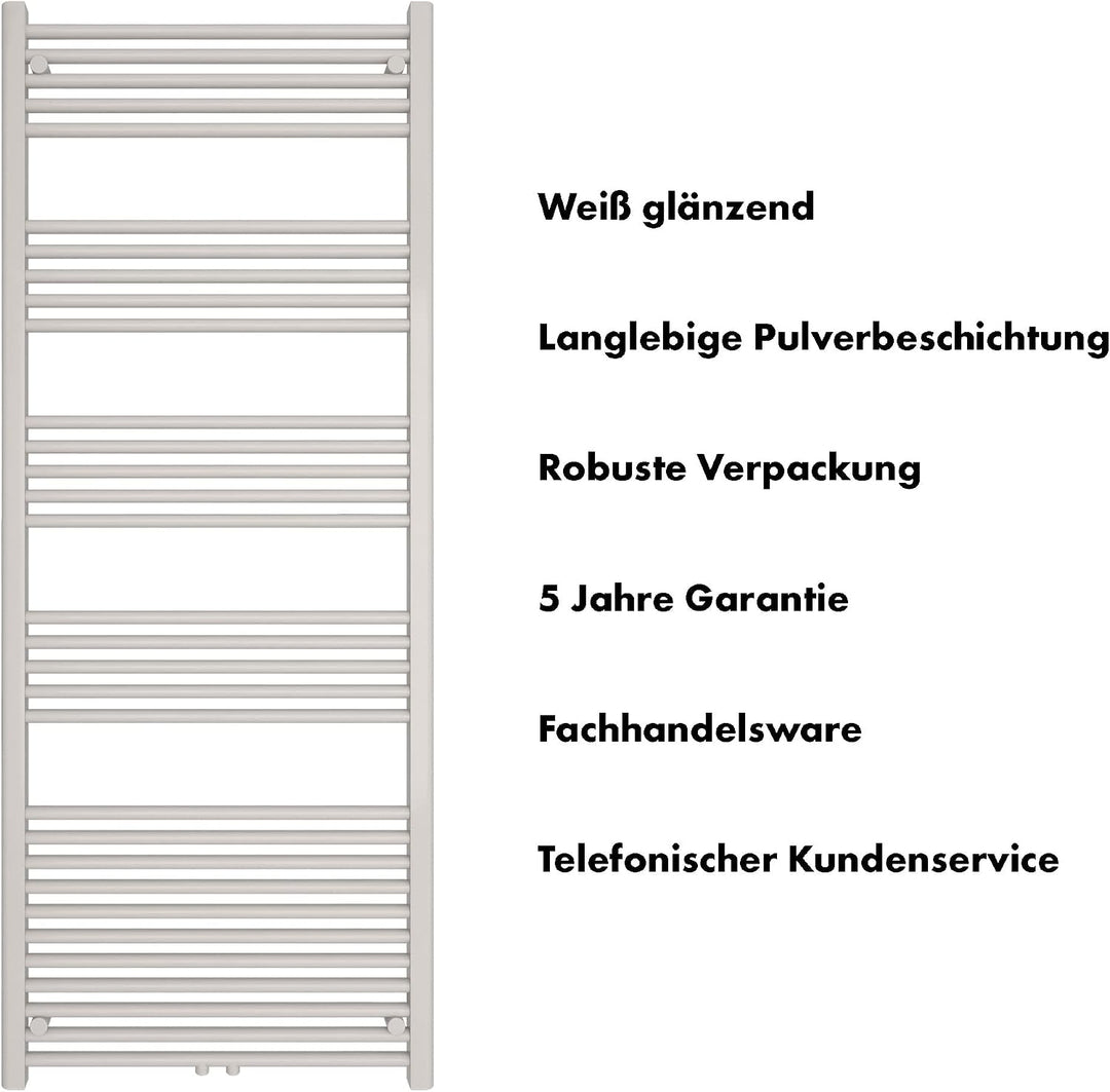 SHV Badheizkörper mit Mittelanschluss in weiss | Heizkörper für Badezimmer, Handtuchhalter für Wand