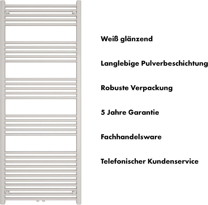SHV Badheizkörper mit Mittelanschluss in weiss | Heizkörper für Badezimmer, Handtuchhalter für Wand