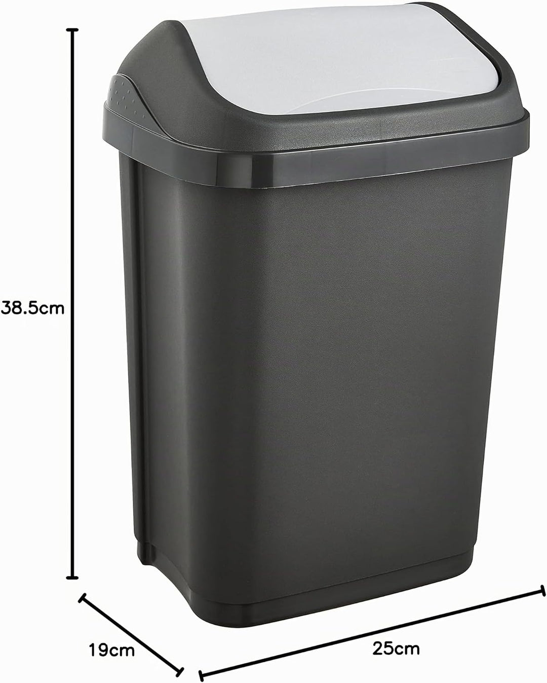 keeeper Mülleimer mit Schwingdeckel, 10 l, Swantje, Graphit-Grau