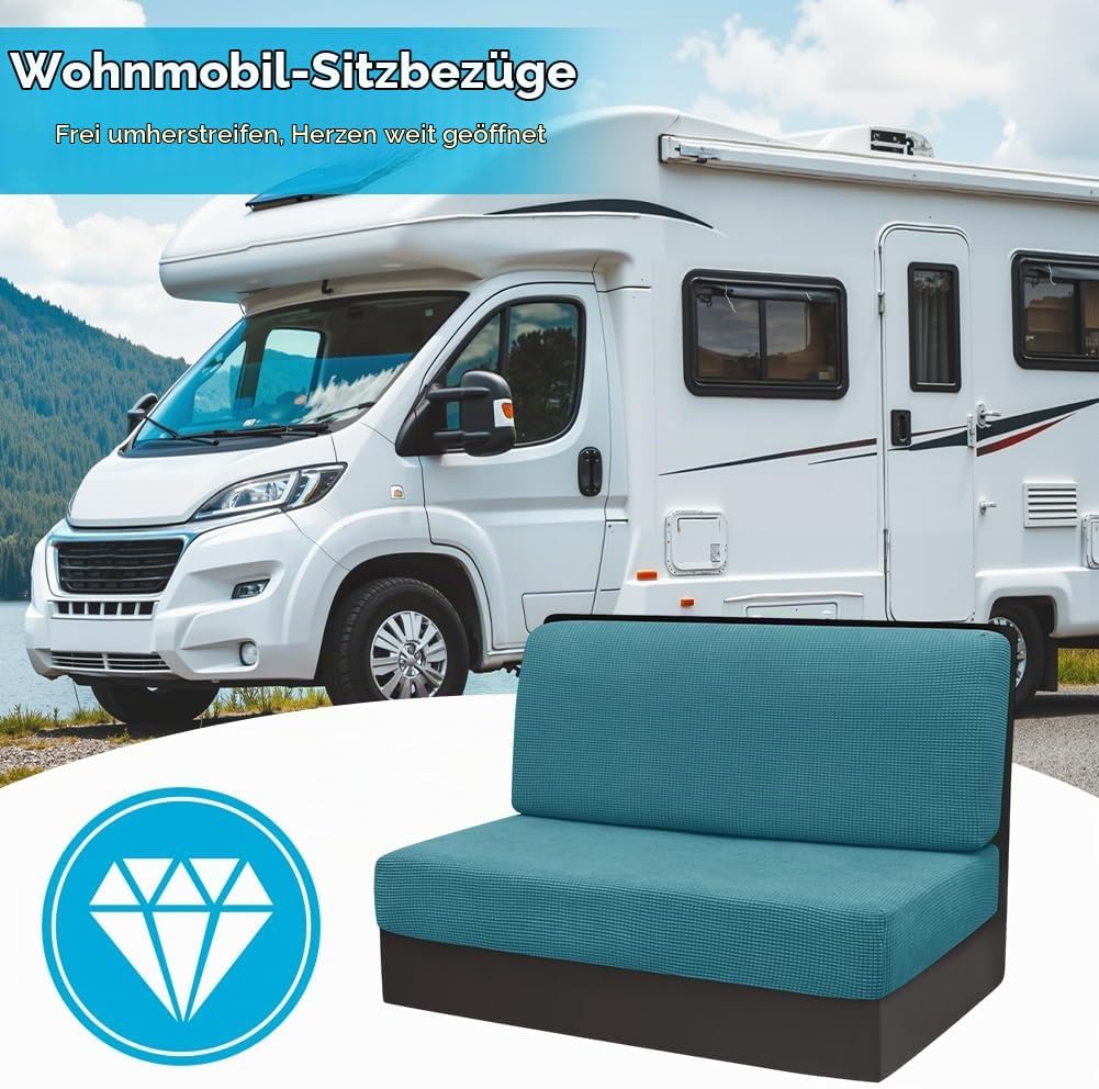 2 Stück Camper Kissenbezüge, 1 Set Spannbezüge Couch, RV-Sitzbezüge, Wohnwagen Polster, Sofa-Sitzkis