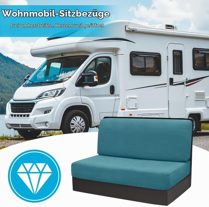 2 Stück Camper Kissenbezüge, 1 Set Spannbezüge Couch, RV-Sitzbezüge, Wohnwagen Polster, Sofa-Sitzkis