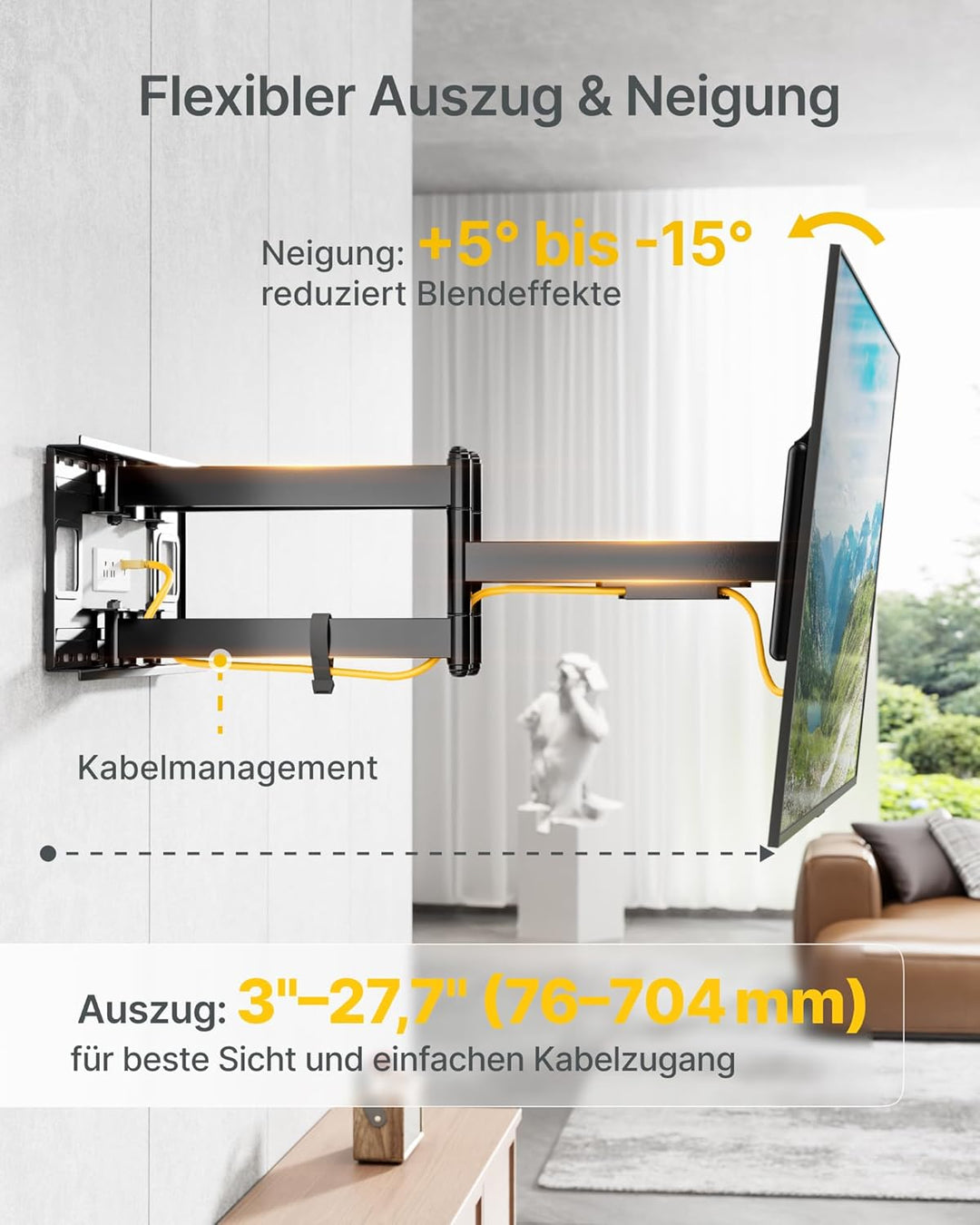 monTEK Heavy-Duty XXL vollbewegliche TV Wandhalterung, für extra grosse 60–120-Zoll-Fernseher – Trag