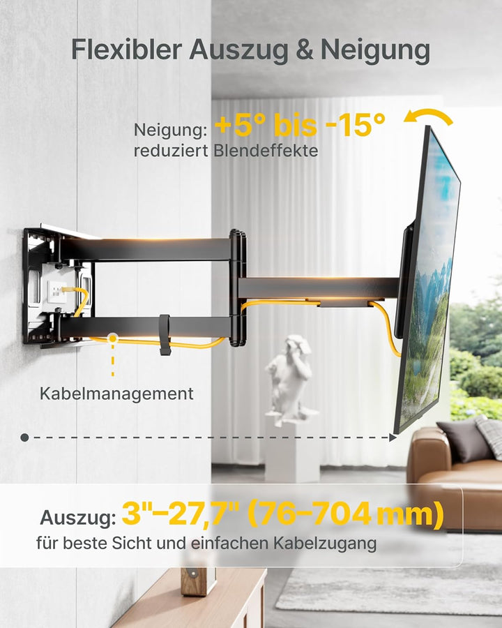 monTEK Heavy-Duty XXL vollbewegliche TV Wandhalterung, für extra grosse 60–120-Zoll-Fernseher – Trag