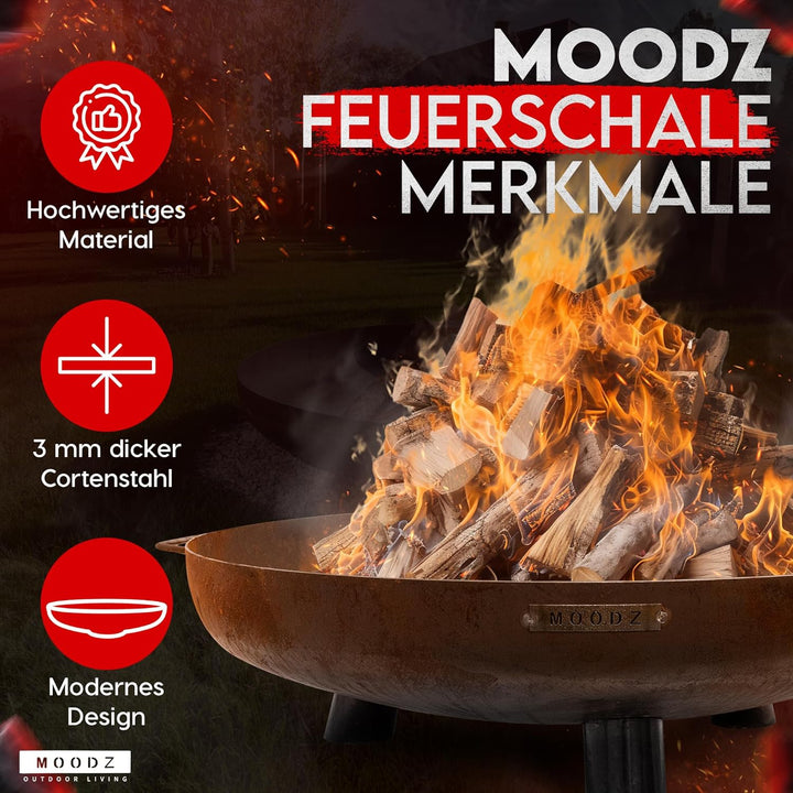 Moodz Feuerschale 60cm - Feuerschalen für den Garten - Feuerstelle Outdoor & Feuertonne - Feuerschal