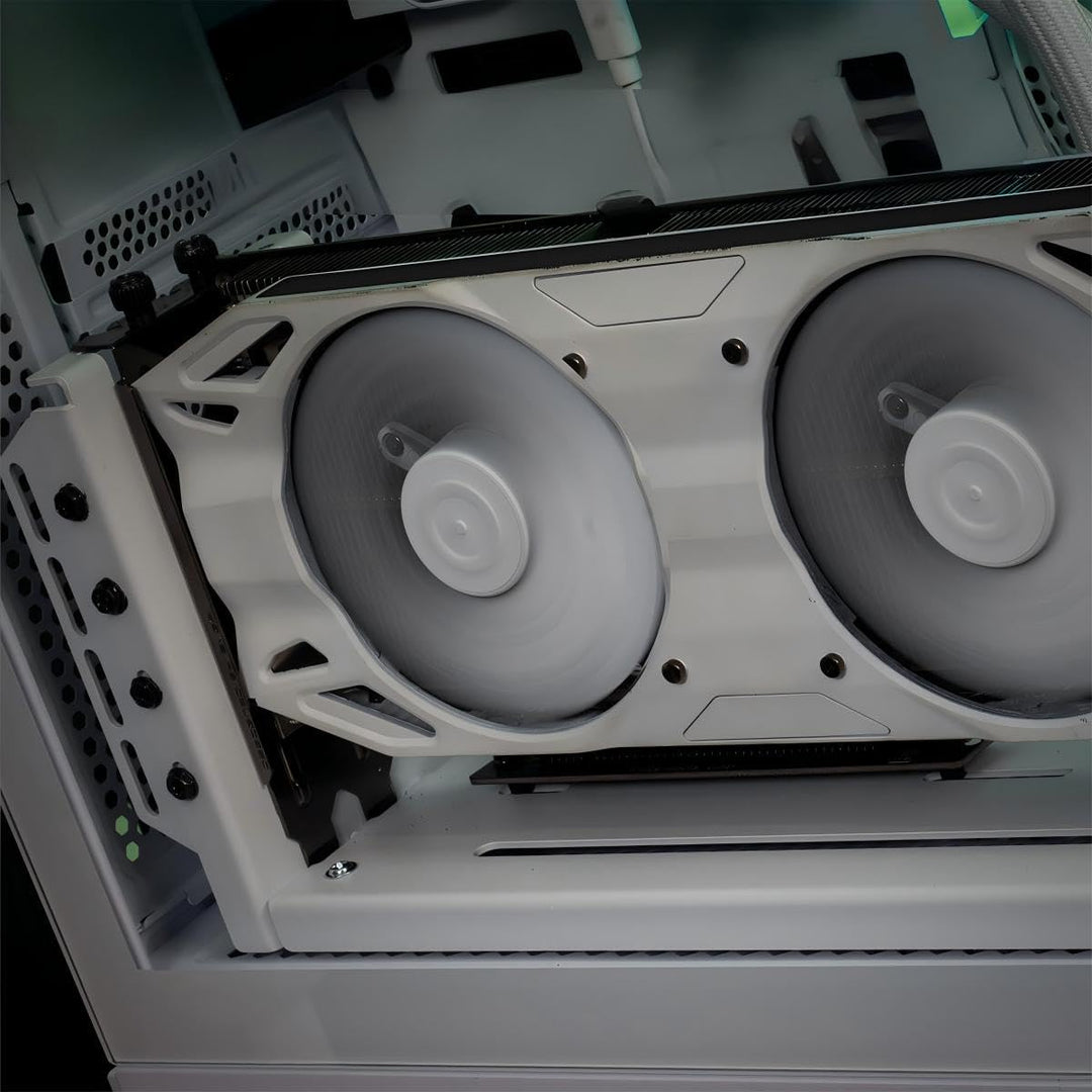 Vertikaler GPU-Ständer aus Metall, Halterung für Grafikkarten im PC-Gehäuse (Weiss)