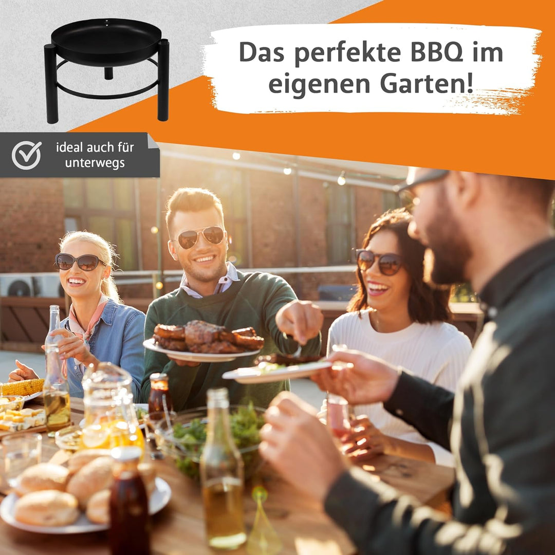 Lemodo Feuerschale mit Grill – Feuerstelle mit schwenkbarem und höhenverstellbarem Grillrost, stabil