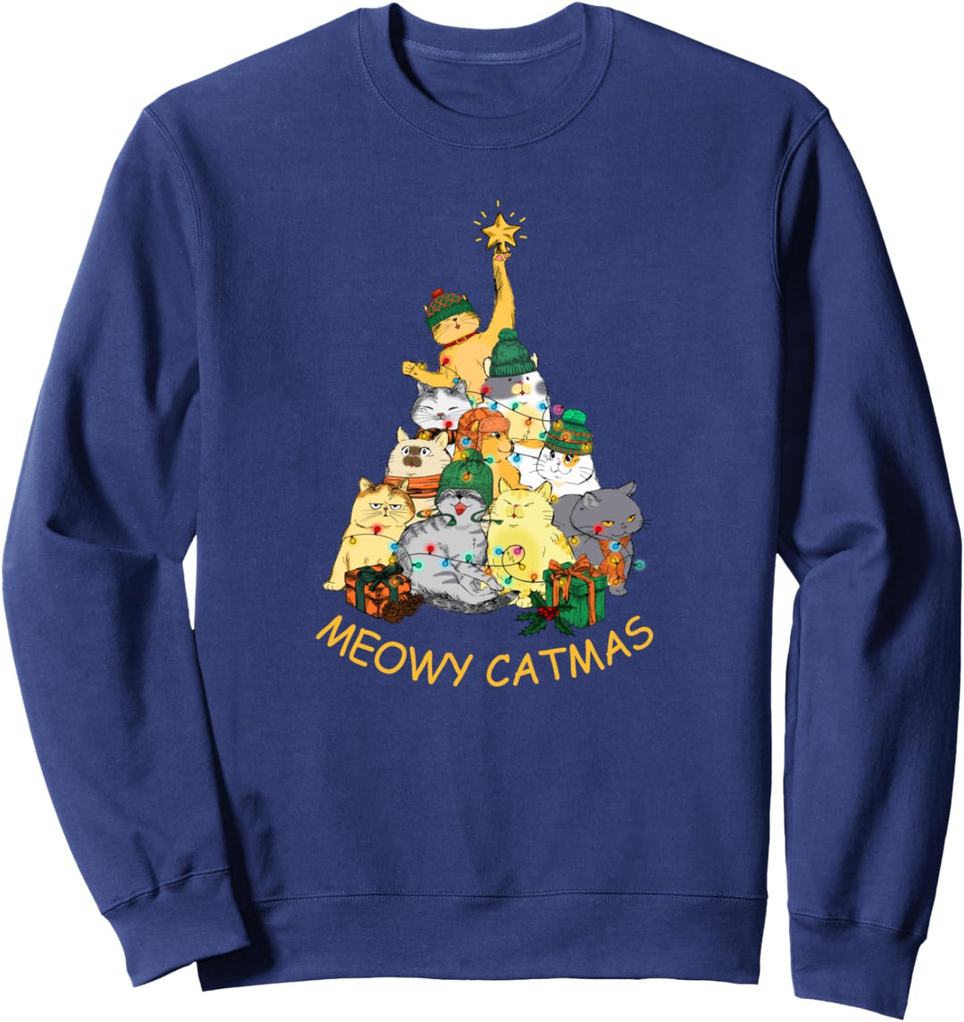 Meowy Catmas, Merry Catmas, lustiger Weihnachtsbaum der Katzen Sweatshirt