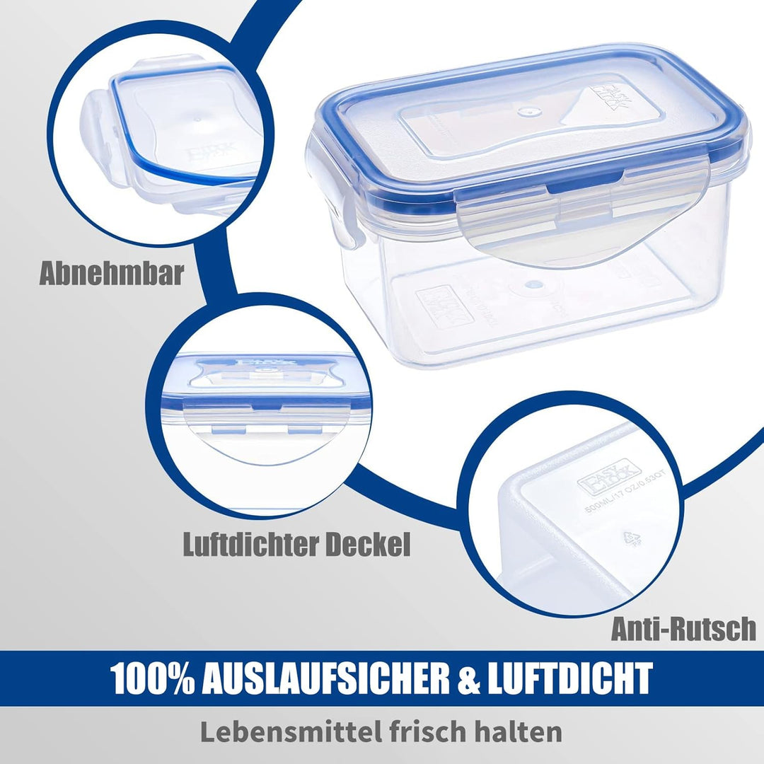 EASYLOCK 4PACK 180ML Kleine Dosen mit Deckel Plastik, Meal Prep Boxen, Mikrowellengeschirr, Auslaufs