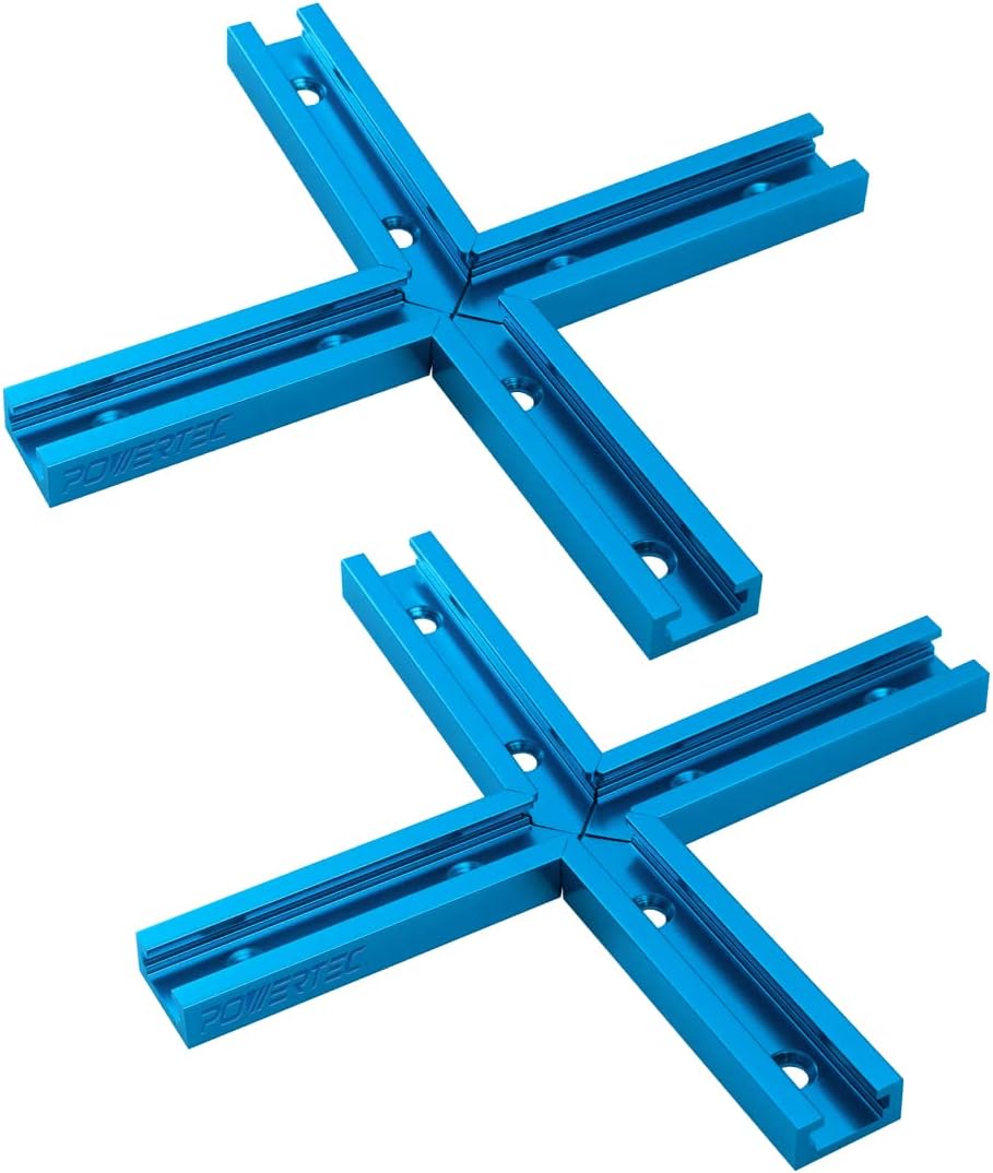 POWERTEC 71698V 7,6 cm T-Schienen-Kreuzungs-Set mit vorgebohrten Befestigungslöchern, für universell