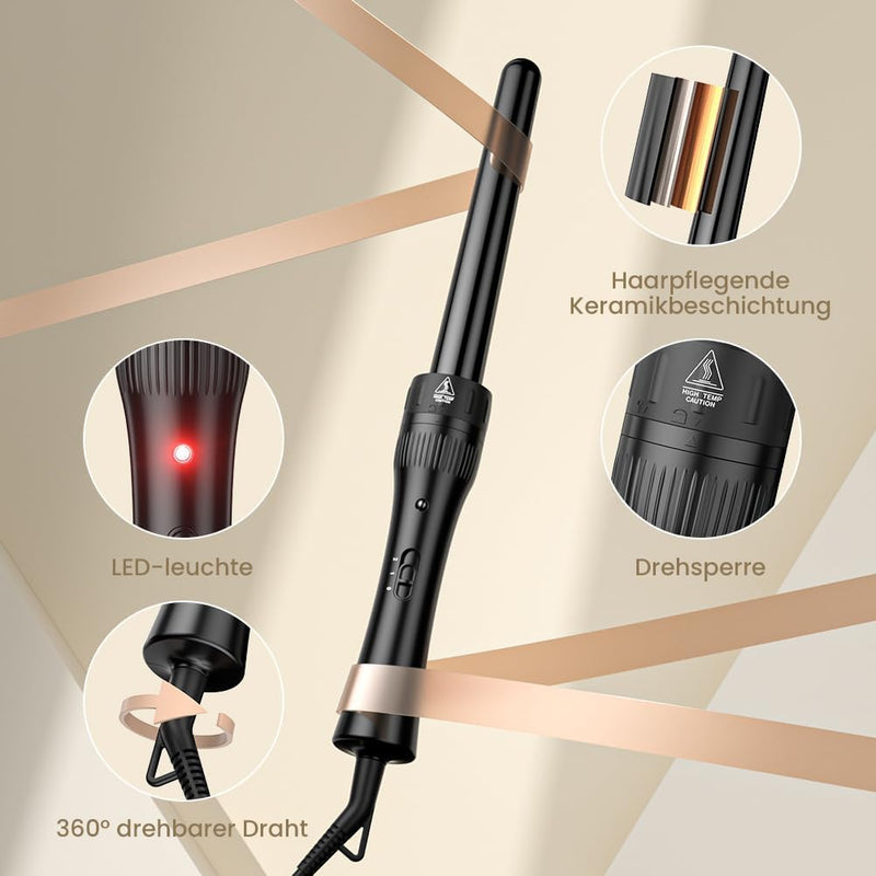 Lockenstab 3 Fässer Welleneisen Lockenstab 5 in 1 Keramikbeschichtung 5 Zubehörteile 10–32 mm Locken