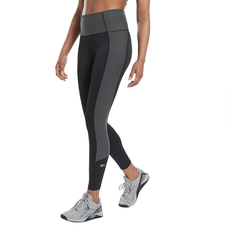 Reebok Damen S Rib Hr Tight Leggings XS Schwarz, XS Schwarz