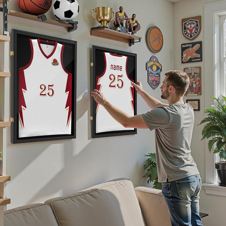Trikotrahmen 70x90cm Trikot Bilderrahmen, XL Schwarzer, Bilderrahmen für Trikot Rahmen mit Acrylglas