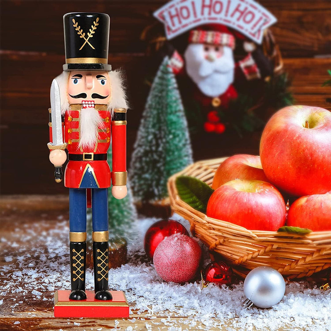 KAHEIGN 2Pcs Nussknacker Figuren Holz Nussknacker Soldaten, 30cm Traditionelle Weihnachten Nussknack