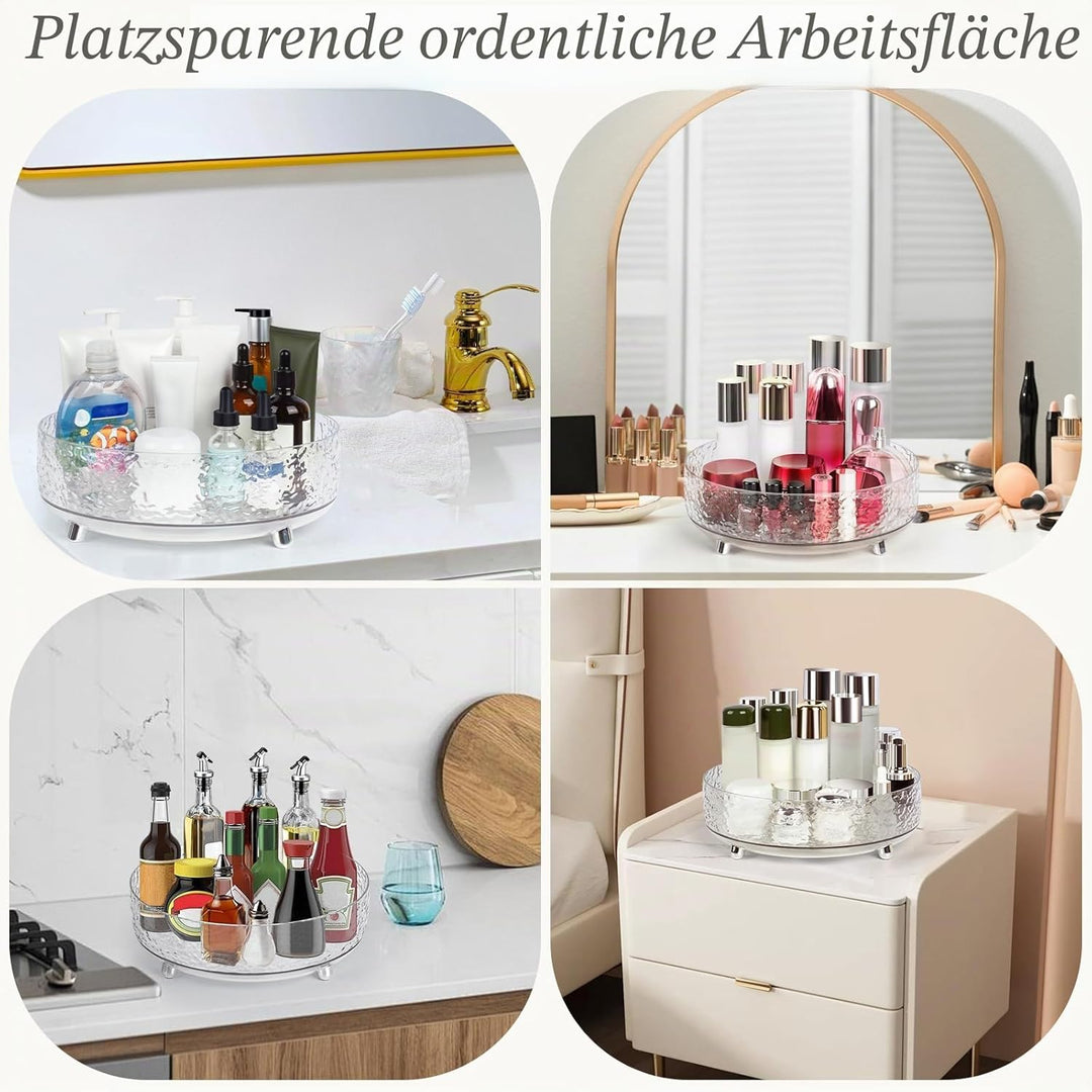 Lazy Susan 360° drehbarer Make up Organizer, 28 cm Parfüm Organizer Tablett, drehbarer Hautpflege Ko