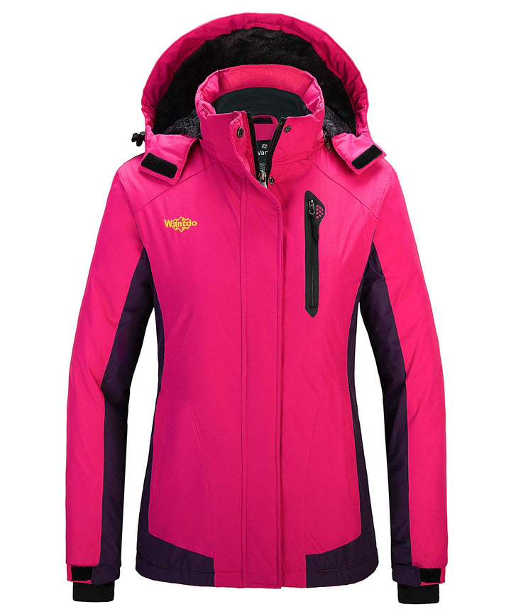 Wantdo Damen Winter Skijacke Warm Fleece Mantel Berg Snowboardjacke Outdoor Kapuzen Windbreaker Jack