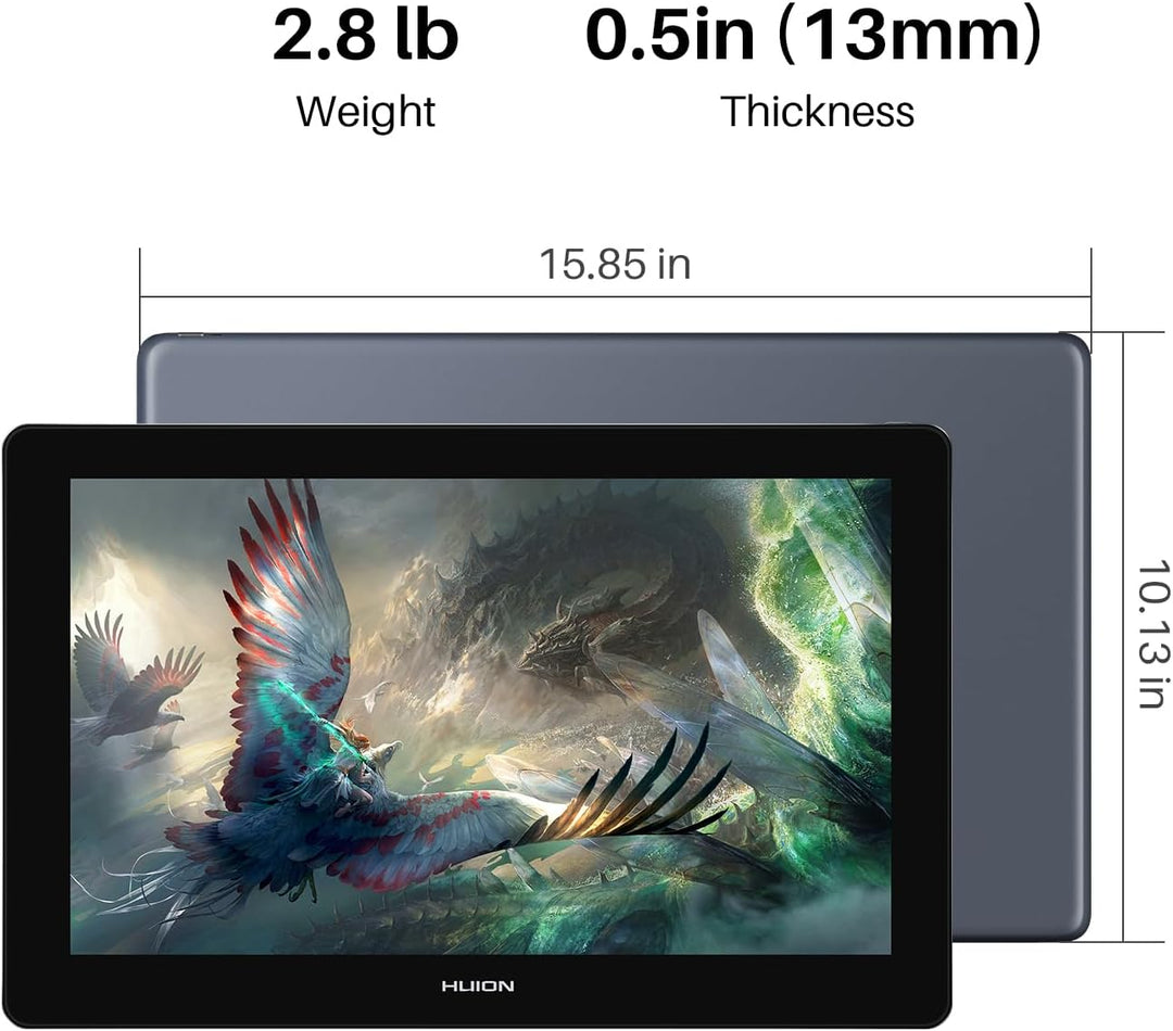 HUION Kamvas Pro 16 Plus 4K UHD Zeichentablett mit Bildschirm, voll laminiert, 145% sRGB Art Tablet
