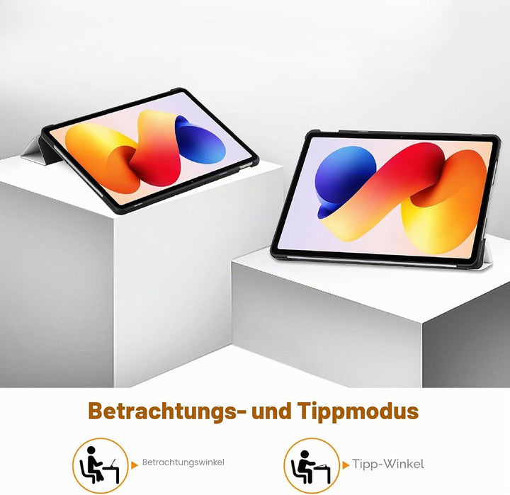 GIOPUEY Hülle Kompatibel mit Xiaomi Redmi Pad 2 Pro 12.1 2025, Flip Case [Bracket-Funktion] 360° Sch