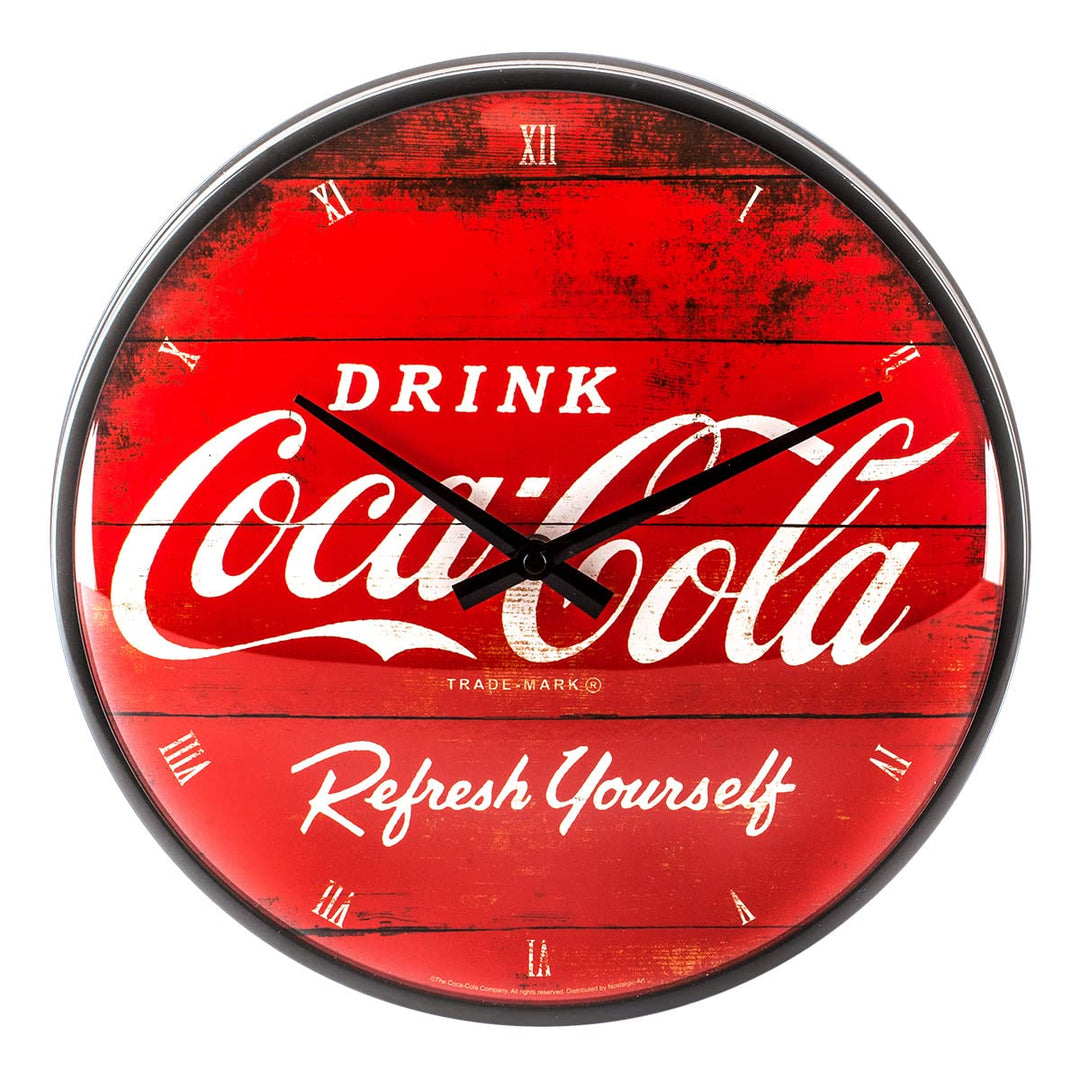 Nostalgic-Art Retro Wanduhr, Ø 31 cm, Coca-Cola – Logo Red Refresh Yourself – Geschenk-Idee für Coke